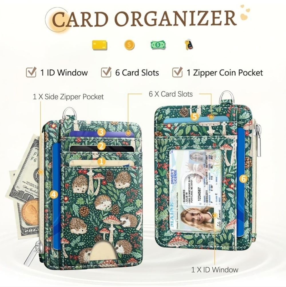 Floral Card Organizer with ID Window